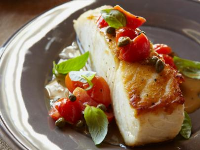 Halibut with Pepitas, Capers, Cherry Tomatoes, and Basil ... image