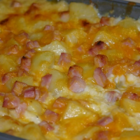 Cheesy Scalloped Potatoes and Ham Casserole - MyRecipes image