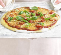 Pizza Margherita in 4 easy steps recipe | BBC Good Food image