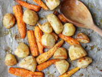 Roasted Potatoes and Baby Carrots With Garlic Recipe ... image