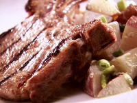 Grilled Apple Brined Pork Chops Recipe | Sandra Lee | Food ... image