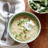 White Cheddar and Chive Potato Soup Recipe | MyRecipes image