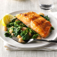 Salmon with Spinach & White Beans Recipe: How to Make It image