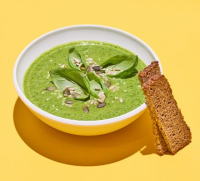 Courgette, leek & goat’s cheese soup recipe | BBC Good Food image