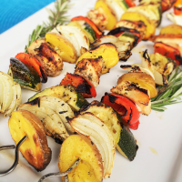 Herb Chicken, Vegetables and Idaho® Baby Gold Potato Kabobs image