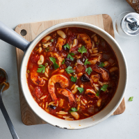 White Bean Soup with Tomato & Shrimp Recipe | EatingWell image