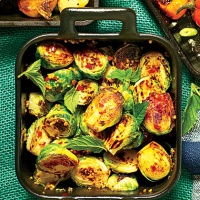 Cast-Iron Blistered Brussels Sprouts Recipe | MyRecipes image