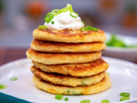 Cheesy Leftover Mashed Potato Pancakes Recipe | Kelly ... image