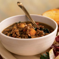 Lentil Soup with Balsamic-Roasted Winter Vegetables Re… image