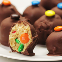 No-bake Chocolate Peanut Butter M&M Balls Recipe by Ta… image