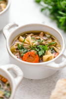 Leek & butter bean soup with crispy kale ... - BBC Good Food image