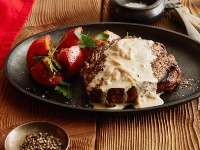 Rib Eye Steak with Onion Blue Cheese Sauce Recipe | Ree ... image