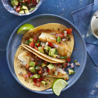Beer-Battered Fish Tacos with Tomato & Avocado Salsa ... image