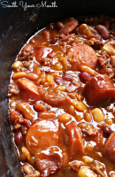 Three Meat Crock Pot Cowboy Beans - South Your Mouth image