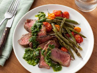 Grilled Steak with Green Beans, Tomatoes and Chimichurri ... image