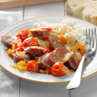 Greek Sausage and Peppers Recipe: How to Make It image