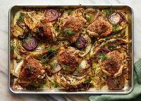 Sheet-Pan Roast Chicken and Mustard-Glazed Cabbage Reci… image