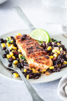 Spice Rubbed Grilled Salmon with Black Beans and Corn ... image