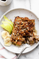 Baked Oatmeal Recipe with Pears Bananas and Walnuts ... image