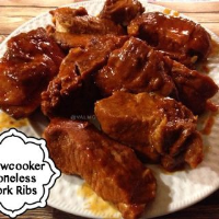Slow Cooker Boneless Pork Ribs Recipe - From Val's Kitchen image