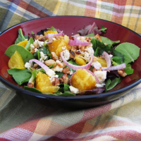 Orange, Walnut, Gorgonzola and Mixed Greens Salad with ... image