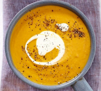 Roasted sweet potato & carrot soup recipe - BBC Good Food image