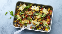 One pan halloumi veggie traybake recipe - BBC Food image
