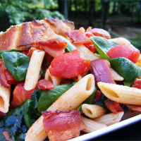 Penne Pasta with Spinach and Bacon Recipe | Allrecipes image
