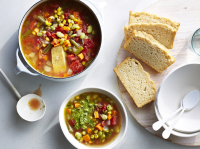 Vegetable Soup with Beer Bread Recipe | MyRecipes image
