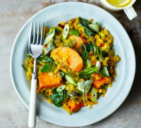 Spinach, sweet potato & lentil dhal recipe - BBC Good Food image