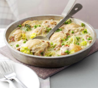 French-style chicken with peas & bacon recipe | BBC Good Fo… image