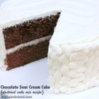 Chocolate Sour Cream Cake (Doctored Cake Mix) | My Cak… image