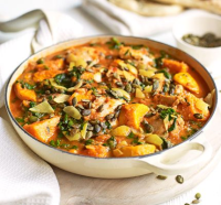 Spiced chicken, spinach & sweet potato stew - BBC Goo… image