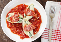 Spinach Ricotta Stuffed Shells with Meat Sauce image