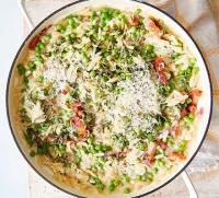 Orzotto with pancetta & peas recipe - BBC Good Food image