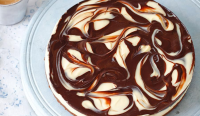 Chilled Marbled Chocolate Cheesecake - The Happy Foodie image