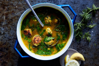 Lemony Chicken-Feta Meatball Soup With Spinach Recipe ... image