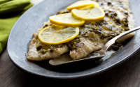 Oven-Poached Pacific Sole With Lemon Caper Sauce Recipe ... image