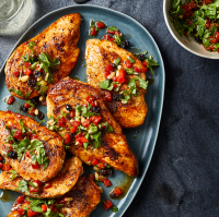 Chicken Cutlets with Roasted Red Pepper & Arugula Relish ... image