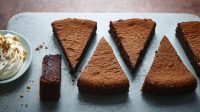 Sunken chocolate amaretto cake recipe - BBC Food image
