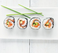 Smoked salmon & avocado sushi recipe - BBC Good Food image