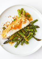 Crispy Miso-Butter Fish With Asparagus Recipe - Bon Appétit image