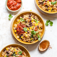 One-Pot Beans & Rice with Corn & Salsa Recipe | EatingWell image