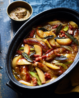 Sausage and cider casserole with apples and sage recipe ... image