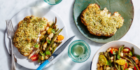Herb-Crusted Cauliflower Steaks with Beans and Tomato… image