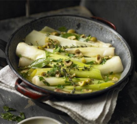 Tender braised leeks recipe - BBC Good Food image