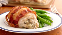 Cheese-Stuffed Bacon-Wrapped Chicken Breasts Reci… image