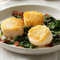 Scallops with Wilted Spinach Recipe: How to Make It image