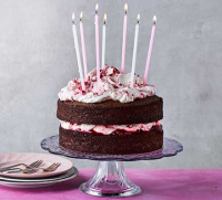 Chocolate & raspberry birthday layer cake - BBC Good Food image