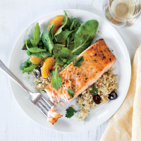 Orange-Glazed Salmon with Olive Quinoa Recipe | MyRecip… image
